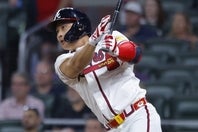ドジャース戦の９回にサヨナラヒットを放ったブレーブスのキム・ハソン。(C)Getty Images