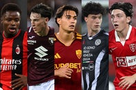 （左から）ミランのMFシセ、トリノのMFカッチャマーニ、ローマのDFルッリ、ウディネーゼのCBパルマ、モンツァのMFムート。(C)Getty Images