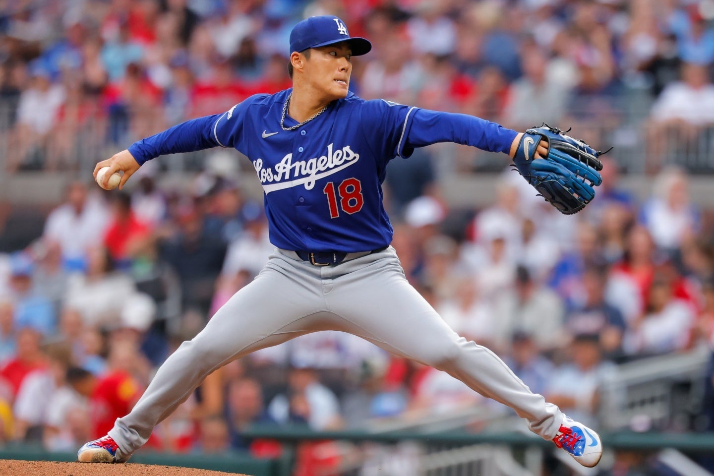 ドジャースの山本は６回1/3で１失点８奪三振の力投だったが、チームは完封負けを喫した。(C)Getty Images