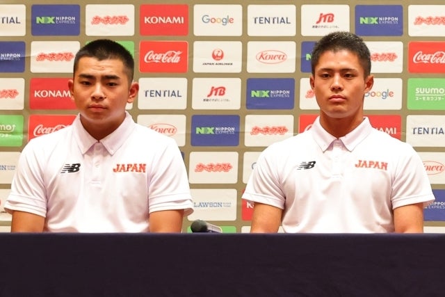 U-18日本代表で副主将を務める（左から）石田と角谷。写真：梅月智史（THE DIGEST写真部）