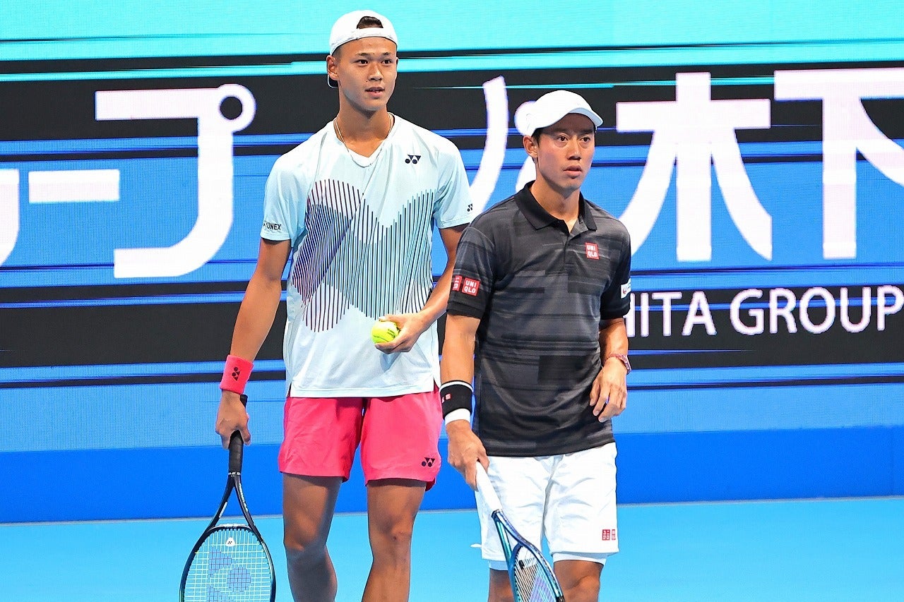 今季限りで現役引退を表明している錦織と、その大先輩に憧れる20歳の坂本が激突する全米OP予選決勝は、雨天のため順延となり、現地28日に行なわれることになった（写真は2024年ジャパンOPダブルス出場時）。写真：THE DIGEST 写真部
