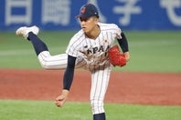 大学選抜戦で先発登板したU-18日本代表の織田。写真：梅月智史（THE DIGEST写真部）