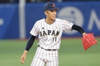 大学選抜戦に先発した横浜高の織田。図抜けた素質から、NPB、MLB双方の球団から熱視線を浴びている。写真：梅月智史（THE DIGEST写真部）