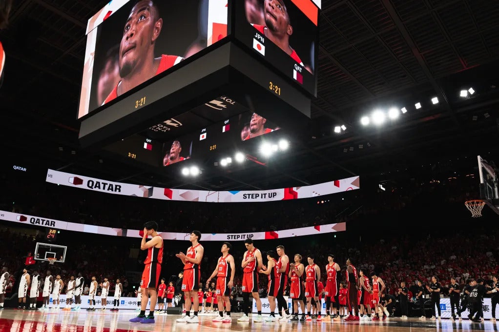 バスケ男子日本代表がカタールに圧勝し、連勝を飾った。(C)FIBA