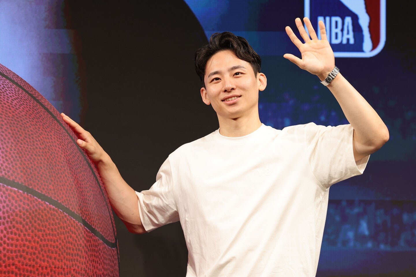 『NBA docomo』の新アンバサダーに就任した河村が、公開インタビューで３年目の決意を語った。写真：梅月智史（THE DIGEST写真部）