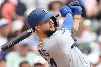 左手骨折からの早期復帰が期待されるドジャースのパヘス。(C) Getty Imaegs