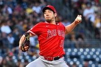 今季初勝利を挙げたエンジェルスの菊池。（C）Getty Images