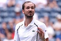 全米OP３回戦勝利後のオンコートインタビューで、長女との微笑ましいエピソードを明かしたメドベージェフ。（C）Getty Images