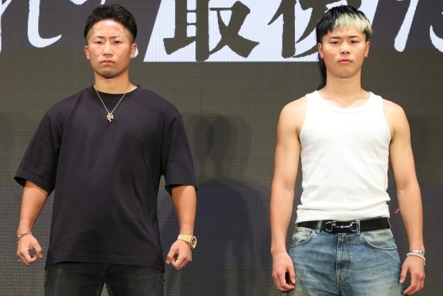 ９月下旬に約10か月ぶりの再戦に臨む（左から）井上と那須川。写真：永島裕基