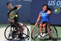 全米連覇まであと１勝となった小田凱人と上地結衣。小田はこれに勝つと「年間グランドスラム」（同シーズンで全四大大会制覇）も達成することにもなる。(C)Getty Images