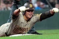 シーズン途中の加入から高打率をマークしているパドレスのハリス。(C)Getty Images