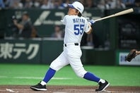 高校野球女子選抜戦に４番・サードでフル出場したKOBE CHIBENの松井氏。写真：金子拓弥（THE DIGEST写真部）