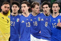 第２次マンチーニ政権のイタリア代表で中心になりそうなのが、（左から）ドンナルンマ、バストーニ、カラフィオーリ、バレッラ、トナーリ、ピオ・エスポージト。(C)Alberto LINGRIA、(C)Getty Images