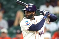 ア・リーグで打率はトップ、ホームランと打点は２位につけているアストロズのアルバレス。(C)Getty Images