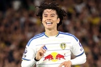 第４節のニューカッスル戦にスタメン出場したリーズの田中。先制点となったミドルシュートは記録上オウンゴールとなった。(C)Getty Images