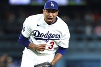 ジャイアンツ戦の９回に登場し、試合を締めたドジャースのディアズ。(C)Getty Images
