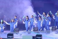アジア大会で入場したウズベキスタン選手団。写真：梅月智史（THE DIGEST写真部）