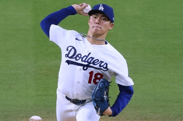 ドジャースで最多14勝を挙げている山本。(C)Getty Images