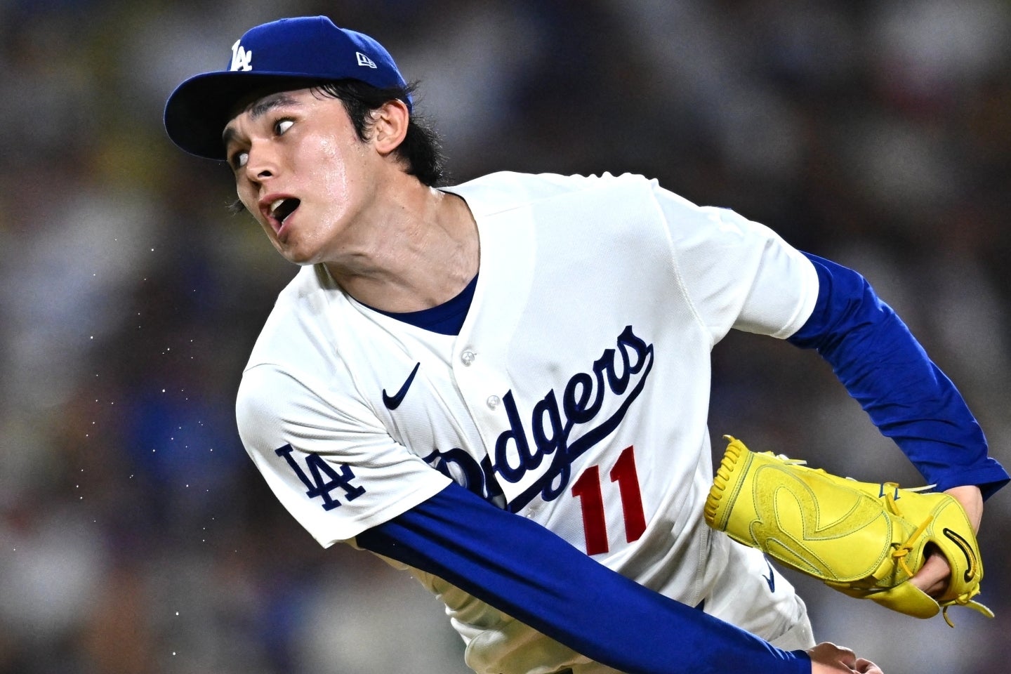約１か月ぶりに復帰したドジャースの佐々木朗希。１回を投げて無失点と好投した。(C)REUTERS／AFLO