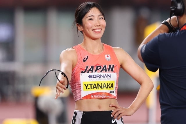 七種競技で日本人初の金メダリストになった田中。写真：梅月智史（THE DIGEST写真部）