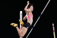 女子棒高跳を制した諸田。(C)Getty Images