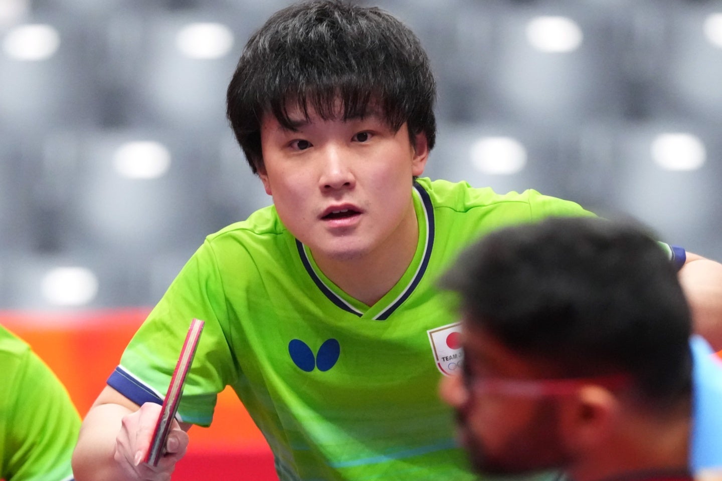張本智和は準々決勝で敗退。シングルスはメダルなしに終わった。(C)Getty Images