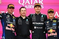 ノリスの発言に私見を語った（左から）フェルスタッペン、ラッセル、ハジャー。(C)Getty Images