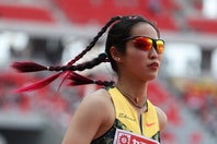 女子４×100メートル予選に出場した三浦愛華。写真：滝川敏之