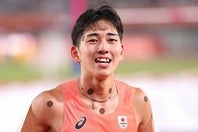 陸上男子800ｍで日本勢64年ぶりの金メダルを獲得した落合。写真：梅月智史（THE DIGEST写真部）