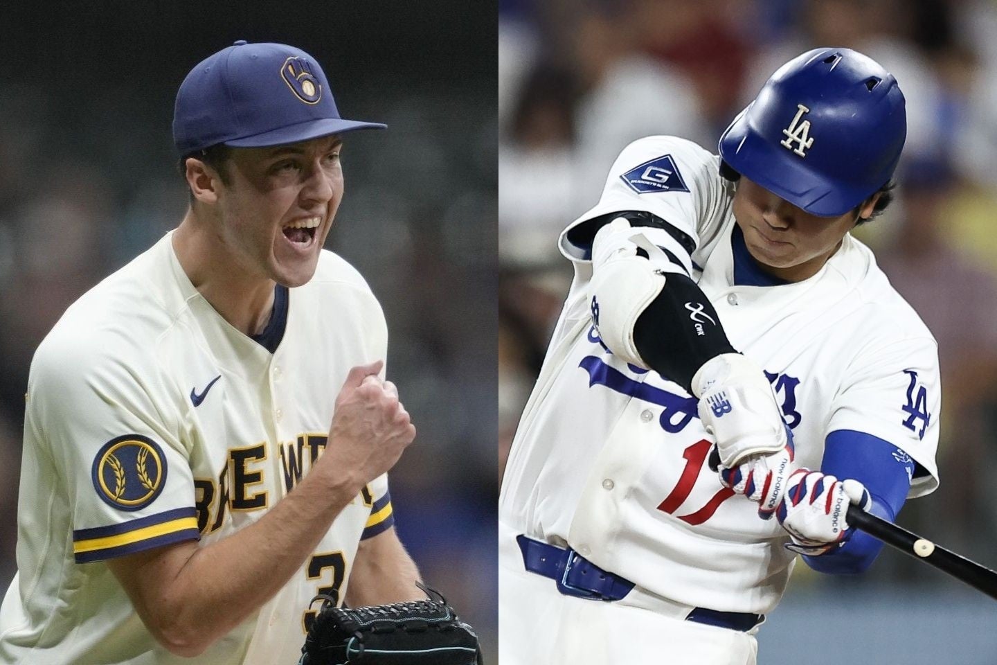 ナ・リーグの中地区１位ブルワーズと西地区２位のドジャース。(C)Getty Images