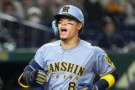 阪神の佐藤輝明が38号２ランを放った。（C）Getty Images