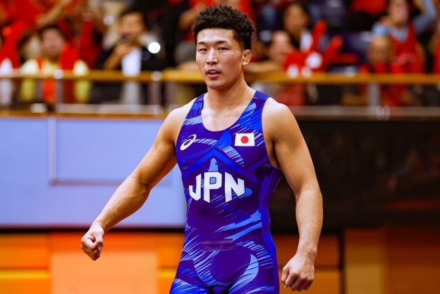 レスリング男子グレコローマン77㎏級で銀メダルを獲得した日下。(C)Getty Images