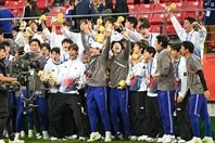 度重なるトラブルの中でも歓喜の瞬間を分かち合った男子サッカー韓国代表の選手ら。(C)Getty Images