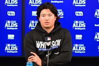 豪快な先制２ランホームランを放った村上。記者会見で手ごたえを語った。(C)Getty Images