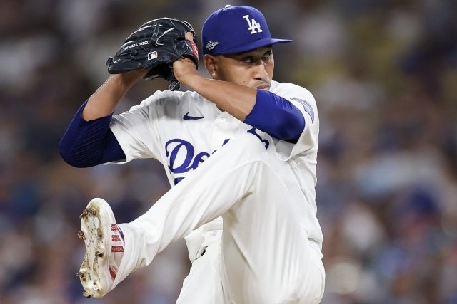 ブレーブス戦で６回に登板し、１回を無失点だったドジャースのディアズ。(C)Getty Images