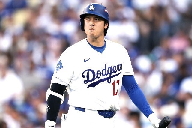 ブレーブス戦、２番・DHでスタメン出場したドジャースの大谷。(C)Getty Images