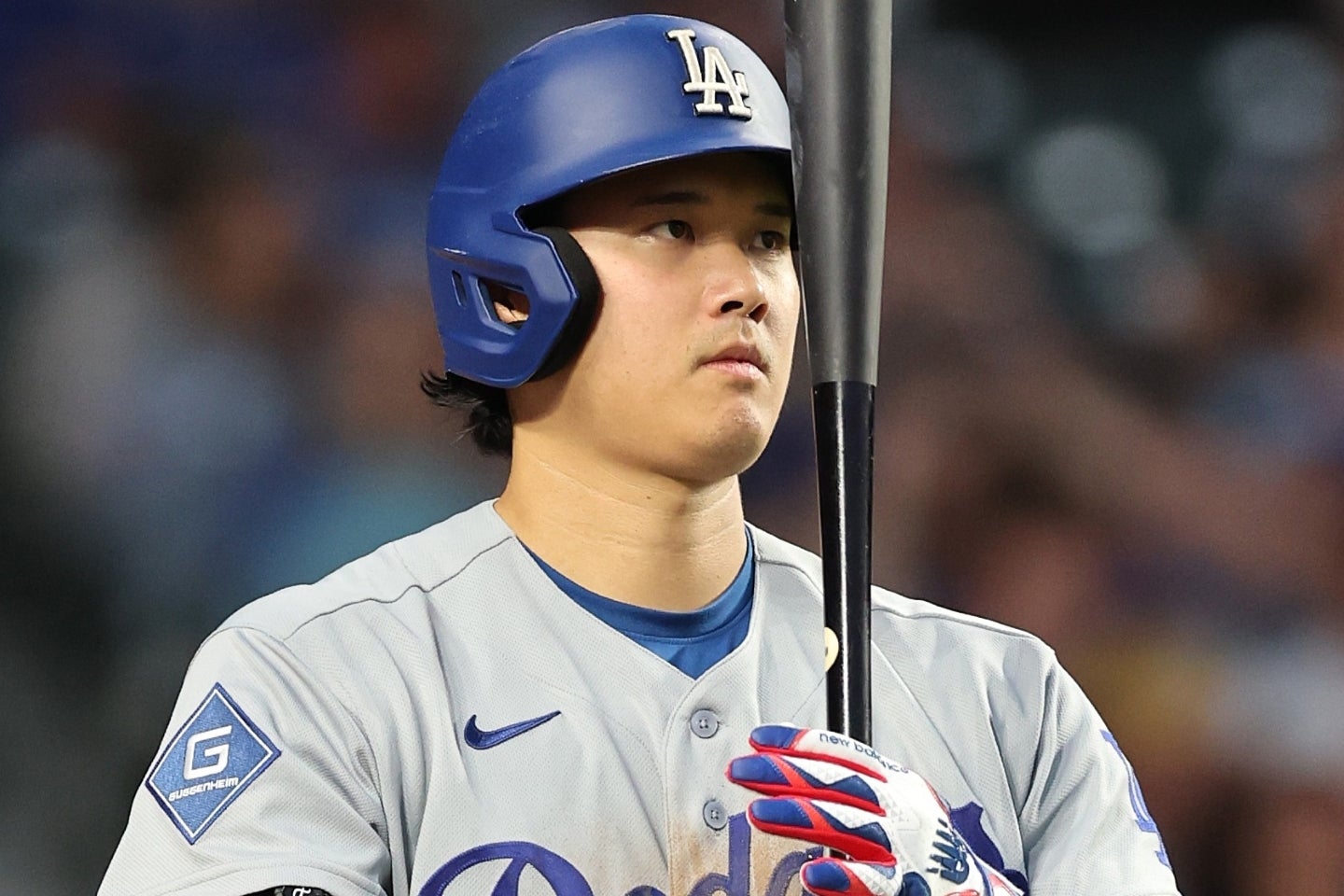 ドジャースの大谷は、地区シリーズ２試合で８打数２安打。現地８月18日以来、本塁打を放っていない。(C)Getty Images