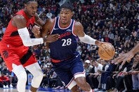 プレシーズン２戦目、八村はチームトップの14得点をマークした。(C)Getty Images