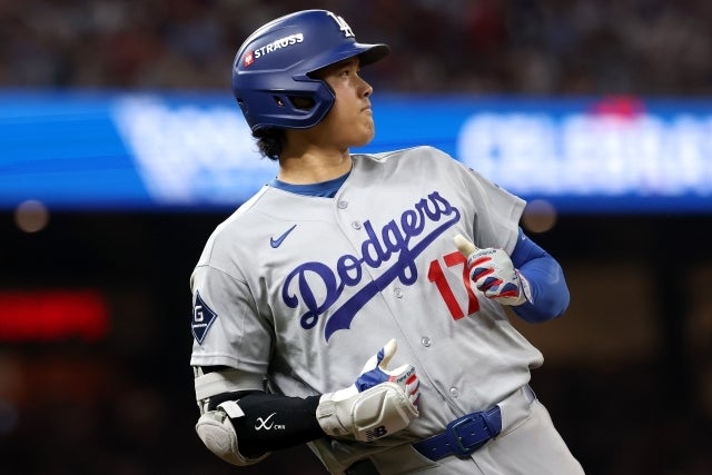 NLDSで13打数２安打だったドジャースの大谷。(C)Getty Images