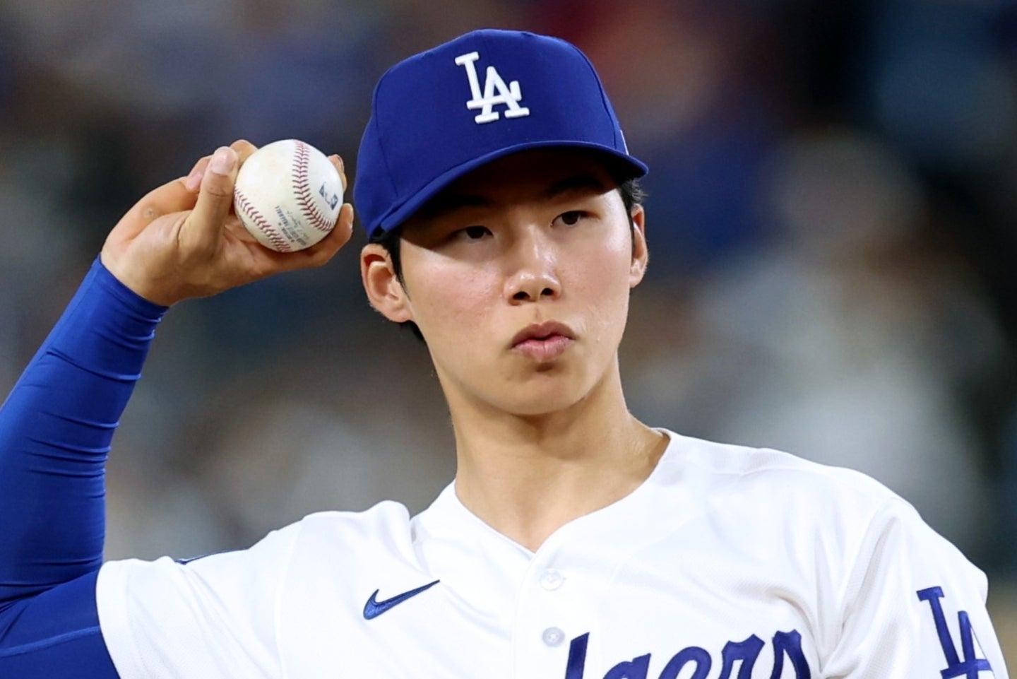 地区シリーズではロースター入りしていたキム・ヘソンだったが、リーグ優勝決定シリーズではメンバー外となった。(C)Getty Images