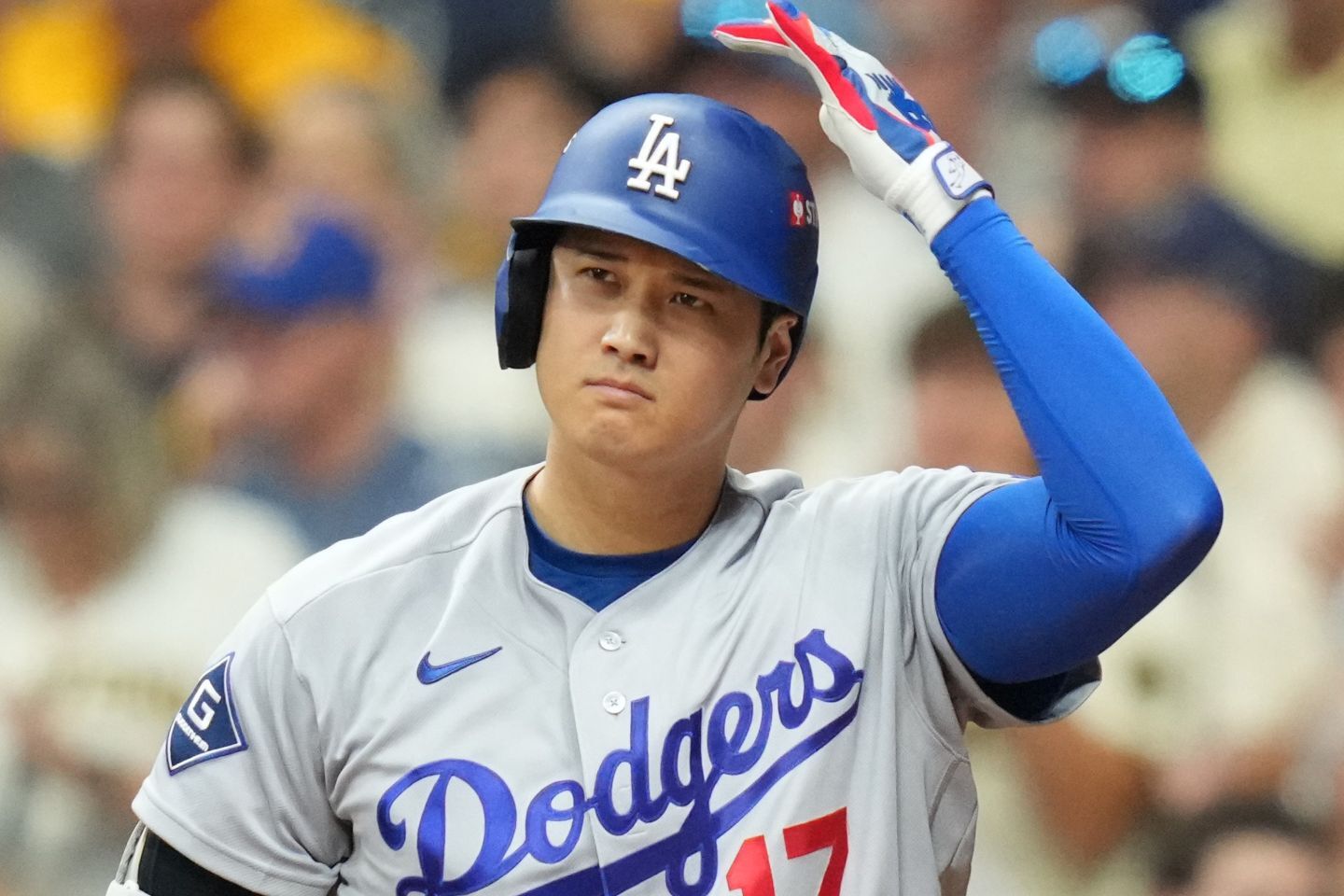 速球に苦しむドジャースの大谷。(C)Getty Images