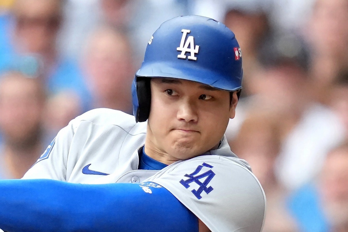 PSに入り、苦しい打席が続いている大谷。(C)Getty Images
