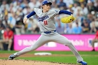 ブルワーズとのNLCS第２戦で１回無失点だったドジャースの佐々木。(C)Getty Images