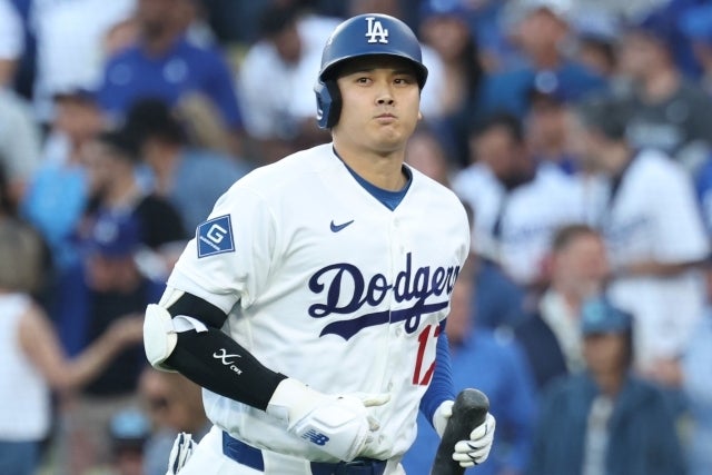 NLCSでブルワーズに初戦から３戦全敗を喫したドジャースの大谷翔平。(C)Getty Images