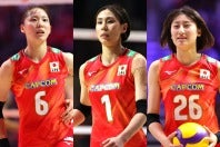 左から女子バレー日本代表の関菜々巳、和田由紀子、大友美空。写真：梅月智史（THE DIGEST写真部）