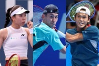 坂詰（左）はジャパンOPでボールターに挑む。島袋（中）と坂本（右）はアルマトイOPへ。写真：滝川敏之、Getty Images
