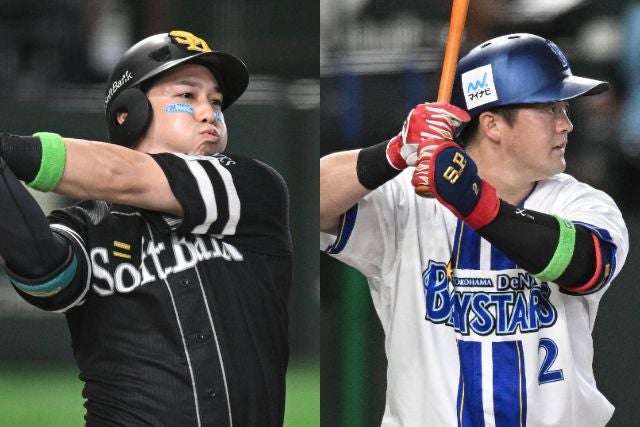 川﨑がキーパーソンに挙げた（左から）ソフトバンクの栗原とDeNAの牧。写真：鈴木颯太朗