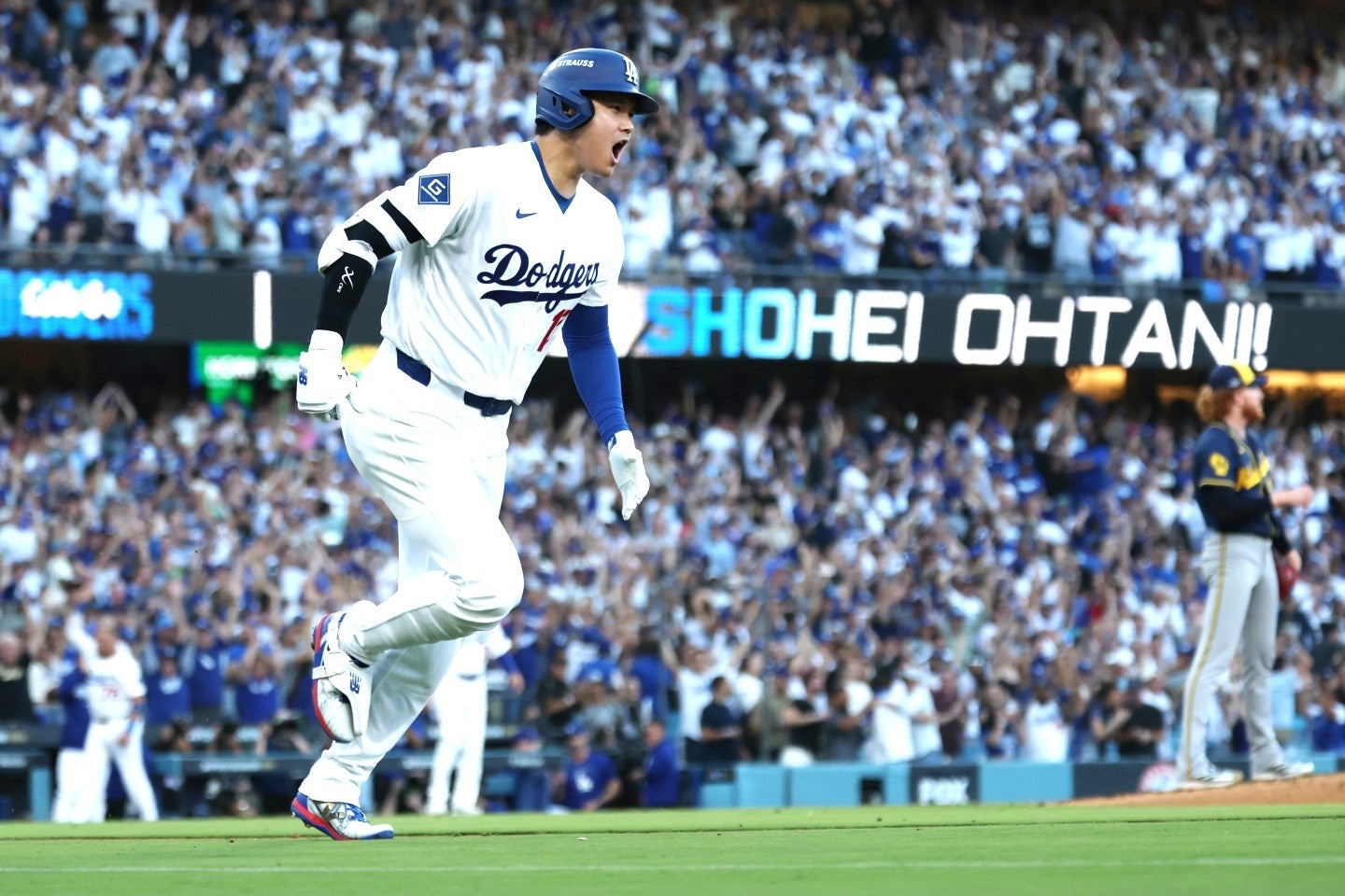 NLCSで3ランHRを放った大谷翔平。(C)Getty Images