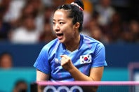 韓国卓球界の天才少女、シン・ユビン。(C)Getty Images