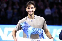 リヨン大会で復活の兆しを見せたムゼッティ。準決勝で４つのマッチポイントを凌いで決勝に進むと、フリッツを下してタイトルを獲得した。（C）Getty Images